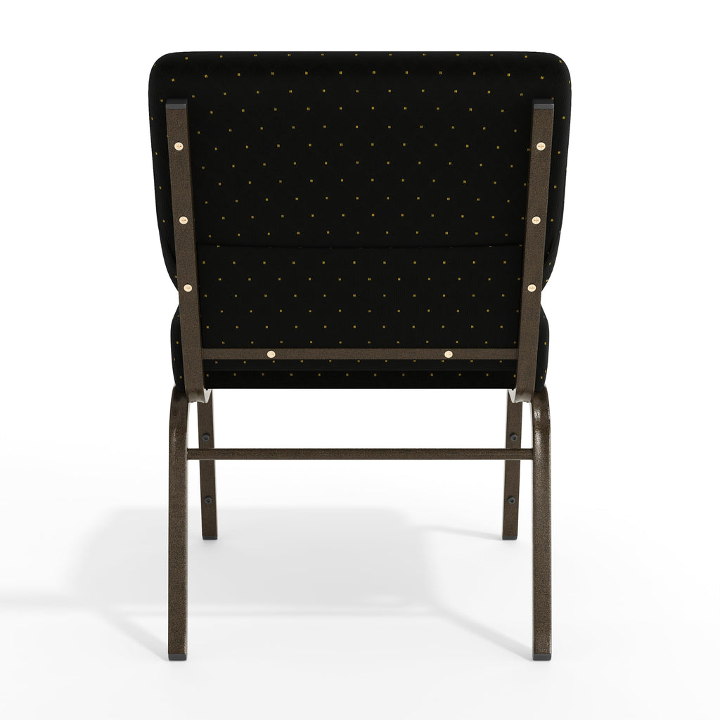 4 Pack HERCULES Series 21''W Stacking Church Chair in Black Dot Patterned Fabric - Gold Vein Frame