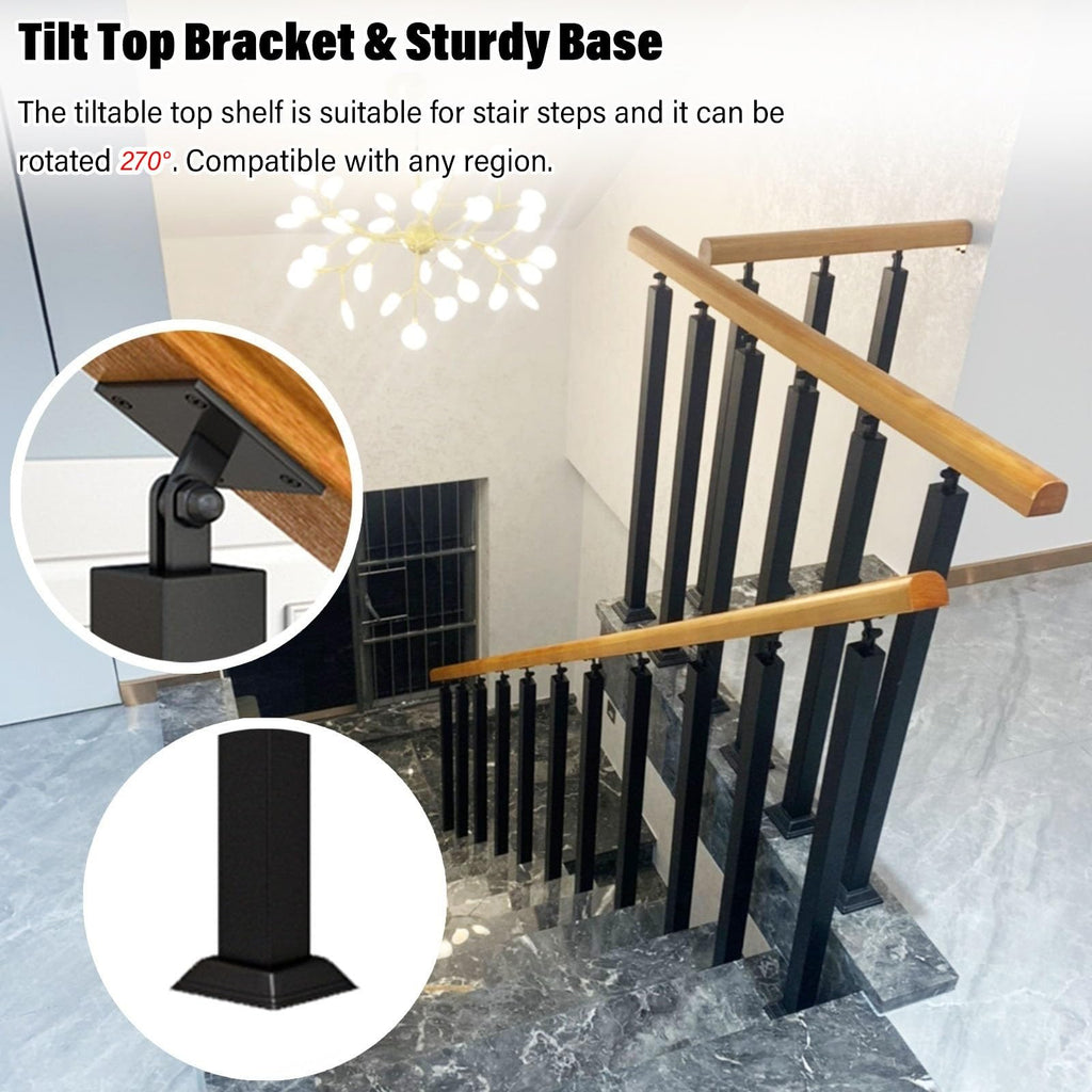 2 4 6 8 10 Pc Black Metal Baluster Posts, 28 36 44 50 58 Inch Tall Staircase Railing System Column for Interior