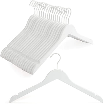 Wooden Hangers 18 Pack, Premium Bride Hanger for Wedding Dress, White Wood Suit Coat Hanger with 360°Swivel White