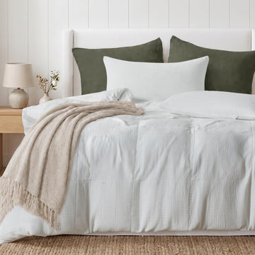 Muslin Duvet Cover King, 100% Cotton Cloud Gauze, Soft Textured White