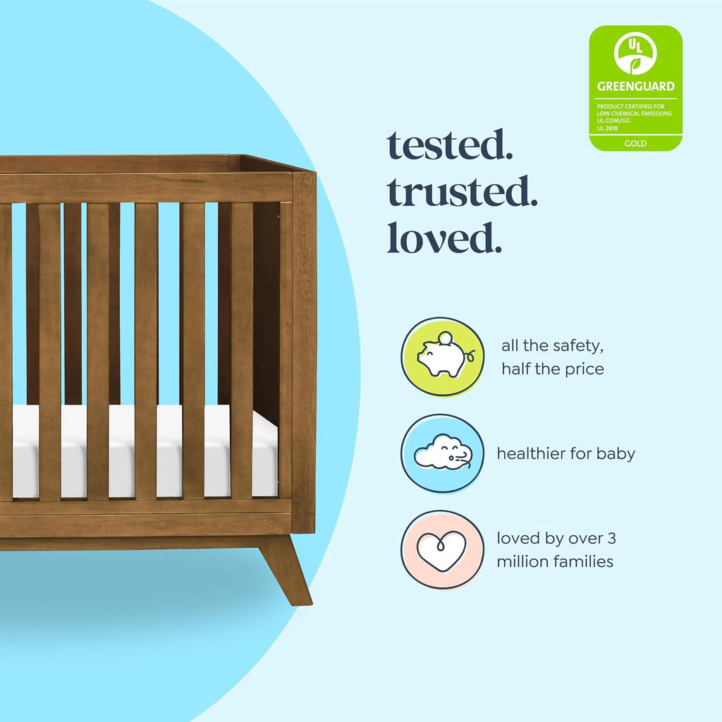 Otto 3-in-1 Convertible Crib in Walnut, Greenguard Gold Certified | Converts to Toddler Bed & Daybed, 4 Adjustable