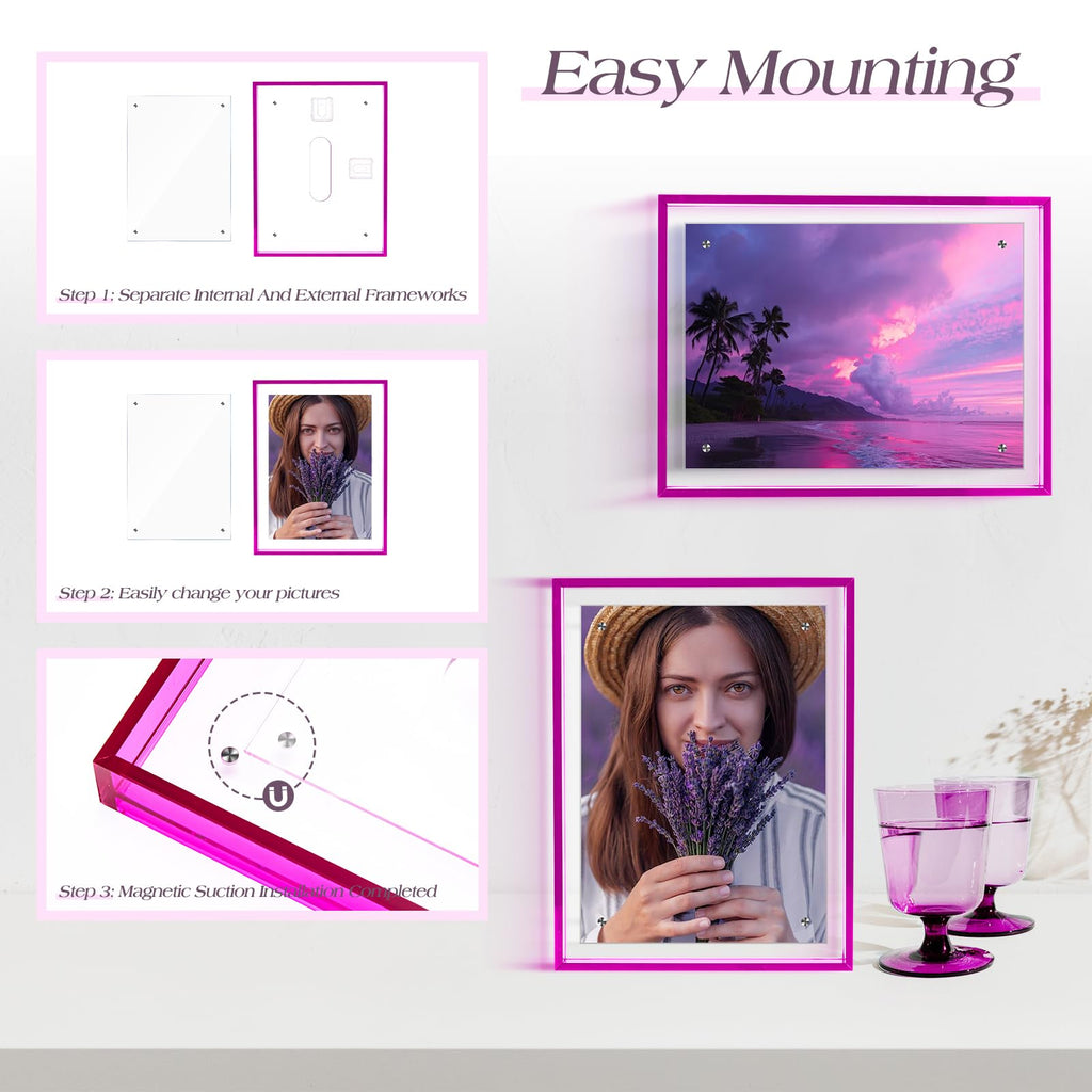 5x7 Picture Frame Acrylic Magnetic Wall Mounting/Self Standing Frame