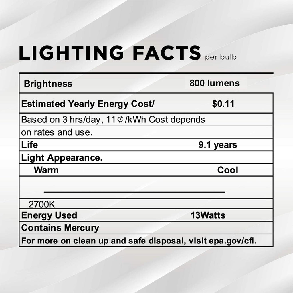 E26 Standard Screw Base 13W Spiral CFL Light Bulb Warm White
