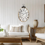 Large Wall Clocks, 29 Inch-High Oversized Oval French Vintage Farmhouse Design