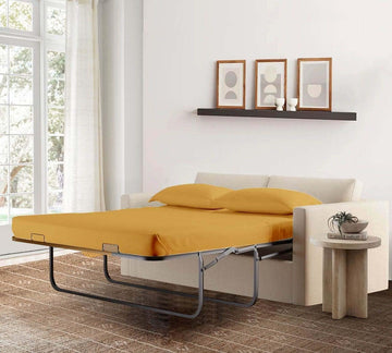 500 Thread Count Sleeper Sofa Bed Sheet Set Pure Egyptian Cotton Full Sofa (54" x 72") Gold Solid Fit Up to 6" Inches
