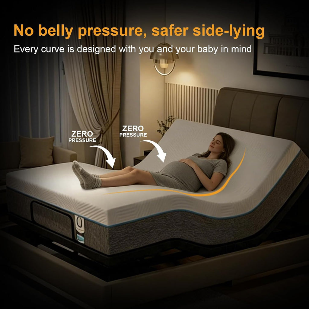 Queen Adjustable Bed Frame with Mattress Head and Foot Lift & Head-Pillow-Tilt, Electric Bed Base with Under-Bed LED