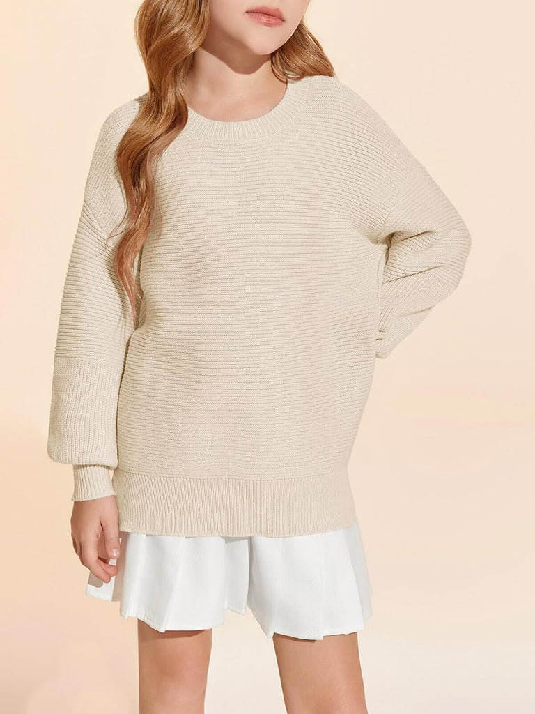 Girls Sweaters Long Sleeve Crewneck Pullover Jumper Cute Winter Knit Blouse Tops