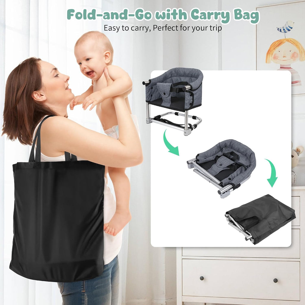 Booster Seat for Dining Table, 3-in-1 Portable Toddler Booster Chair with Safety Buckle, Height Adjustable & Foldable