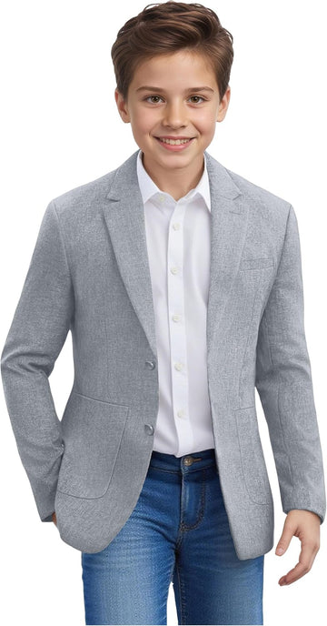 Boys Blazer Lightweight Sport Coat Formal Summer Casual Jacket 2 Buttons