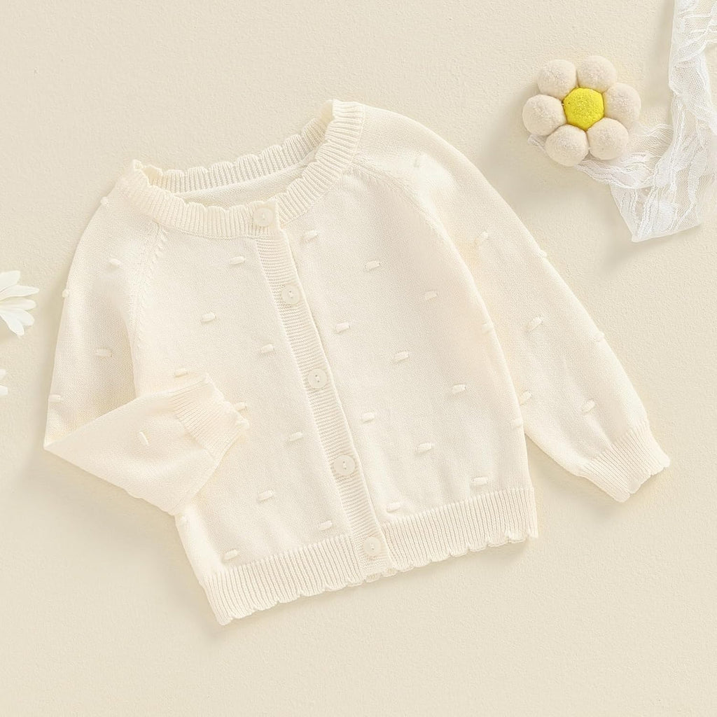 Girl Cardigan Button Front Crop Sweater Long Sleeve Spring Fall Tops