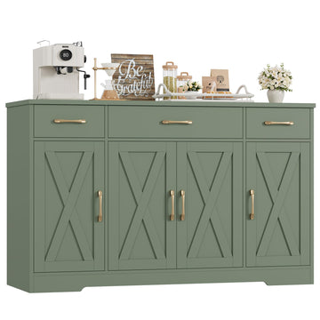 Kitchen Buffet Sideboard Storage Cabinet, Coffee Bar Cabinet, Green