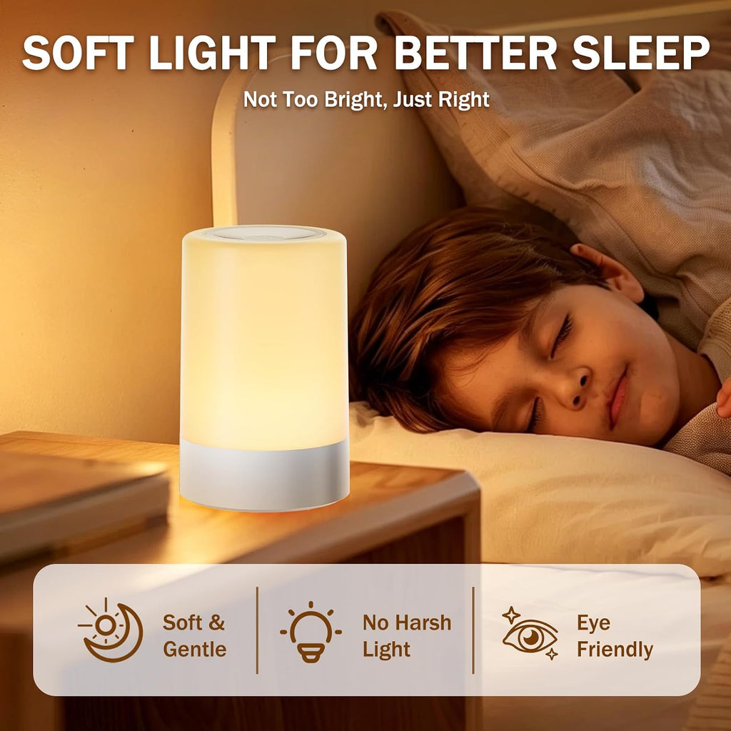 2 Pack Baby Night Light, Rechargeable Touch Night Light, Portable Bedside Lamp, Dimmable Nursing Light