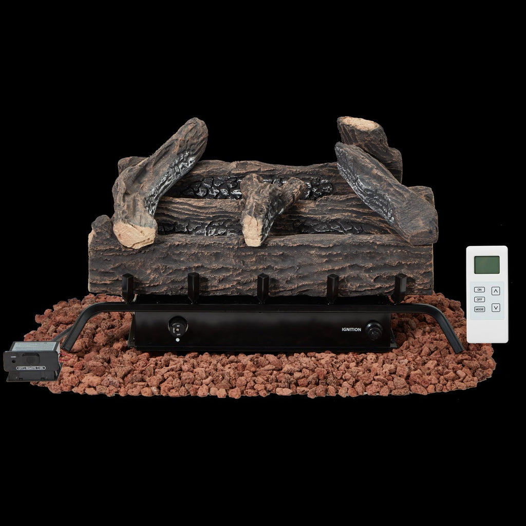 24 Inch Ventless Fireplace Logs Set, Only Used for LP/Propane