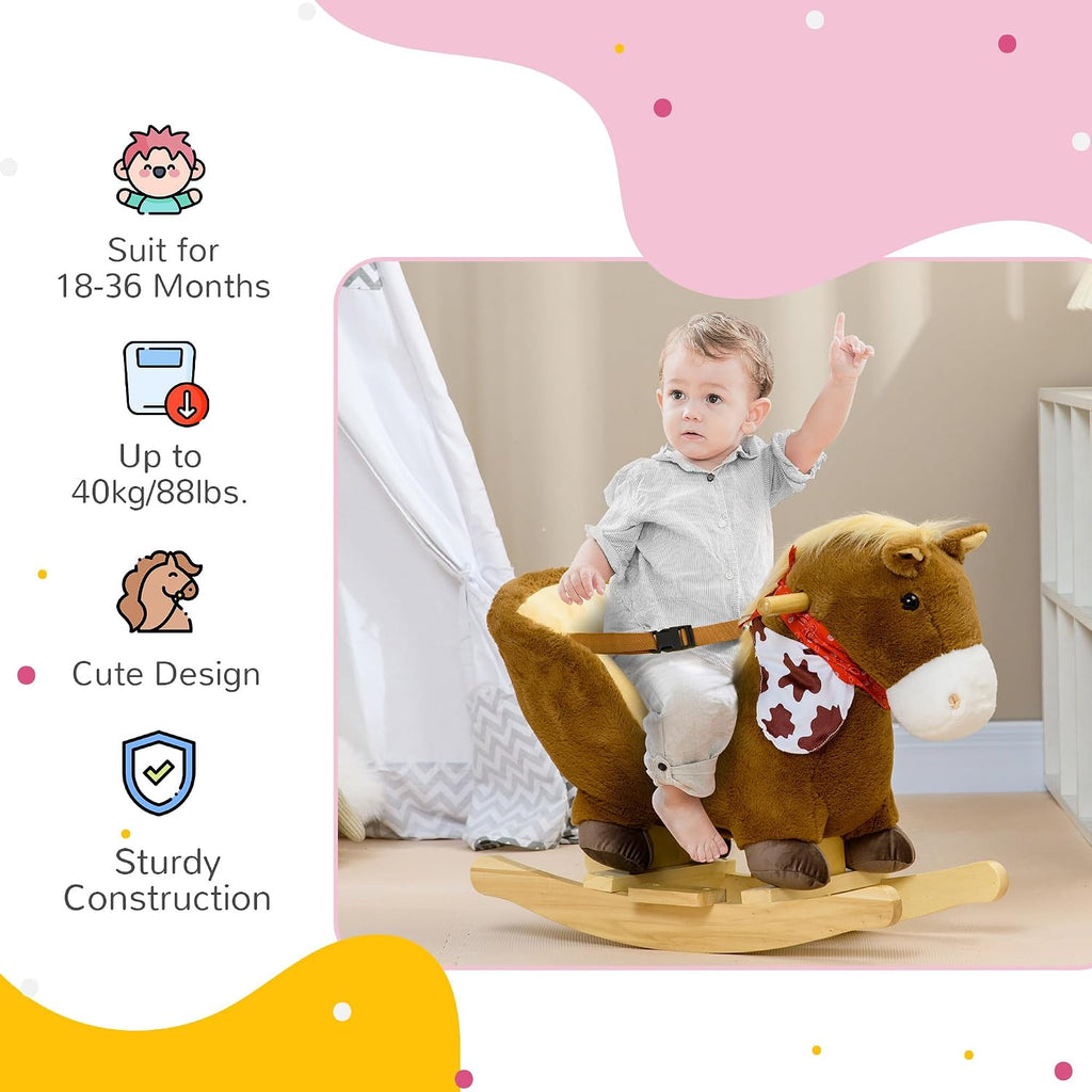 Baby Rocking Horse with Realistic Sound for Ages 18-36 Months Brown