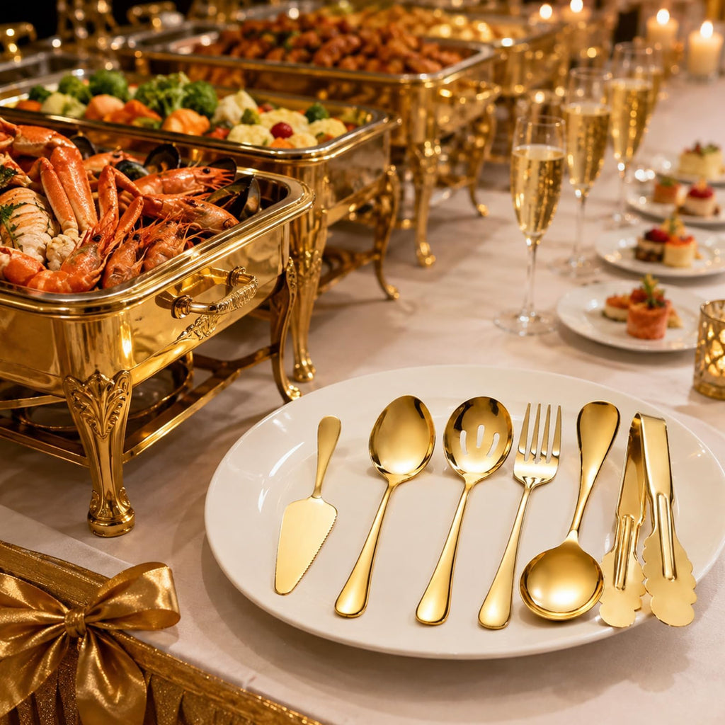 Gold Serving Utensils Set, Serving Spoons for Buffet