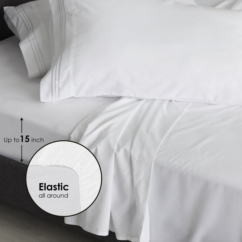 Angeland Vienne 4-Piece Microfiber Bed Sheet Set, King, Grey