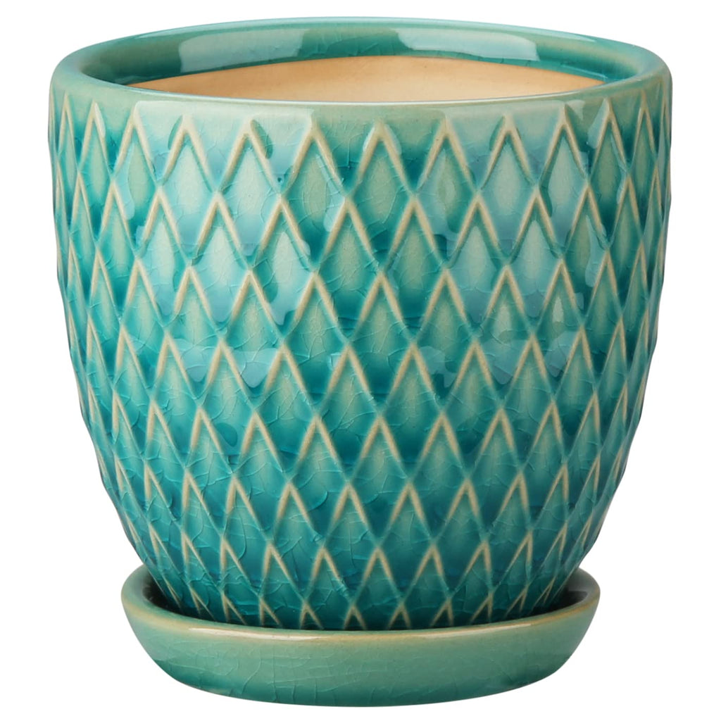 4 inches Ceramic Planters Pots for Indoor Plants 3 Set of Small Round Flower Pots with Drainage Hole and Ceramic Tray