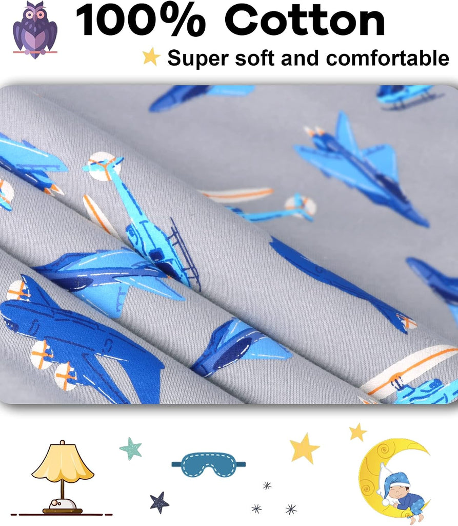 Boys Pajamas 4 Pieces Long Set 100% Cotton Sleepwear Months