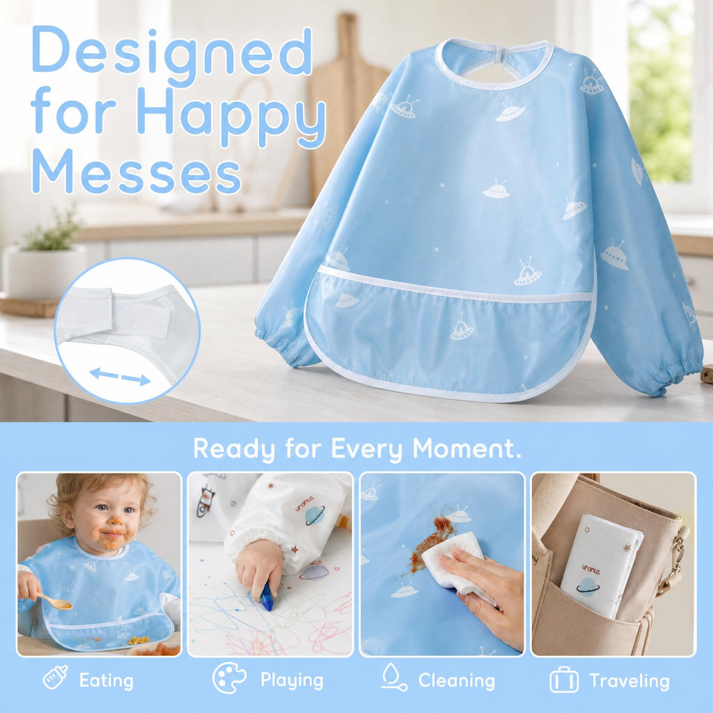 Dimsum Long Sleeve Bib for Baby Infant Toddler 6-36 Months