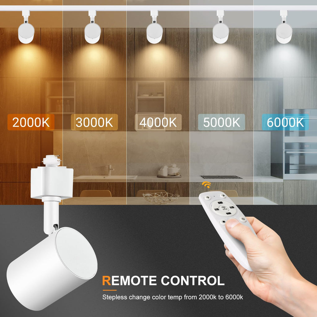 6 Lights Remote Control LED Track Lighting Kit Dimmable, 10W White