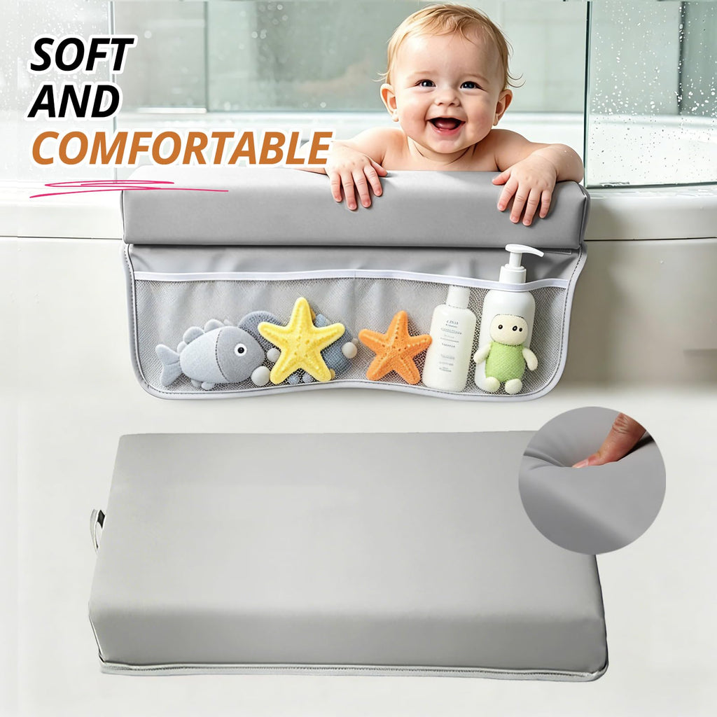 Baby Waterproof Vegan Leather Bath Kneeler and Elbow Rest Pad Set