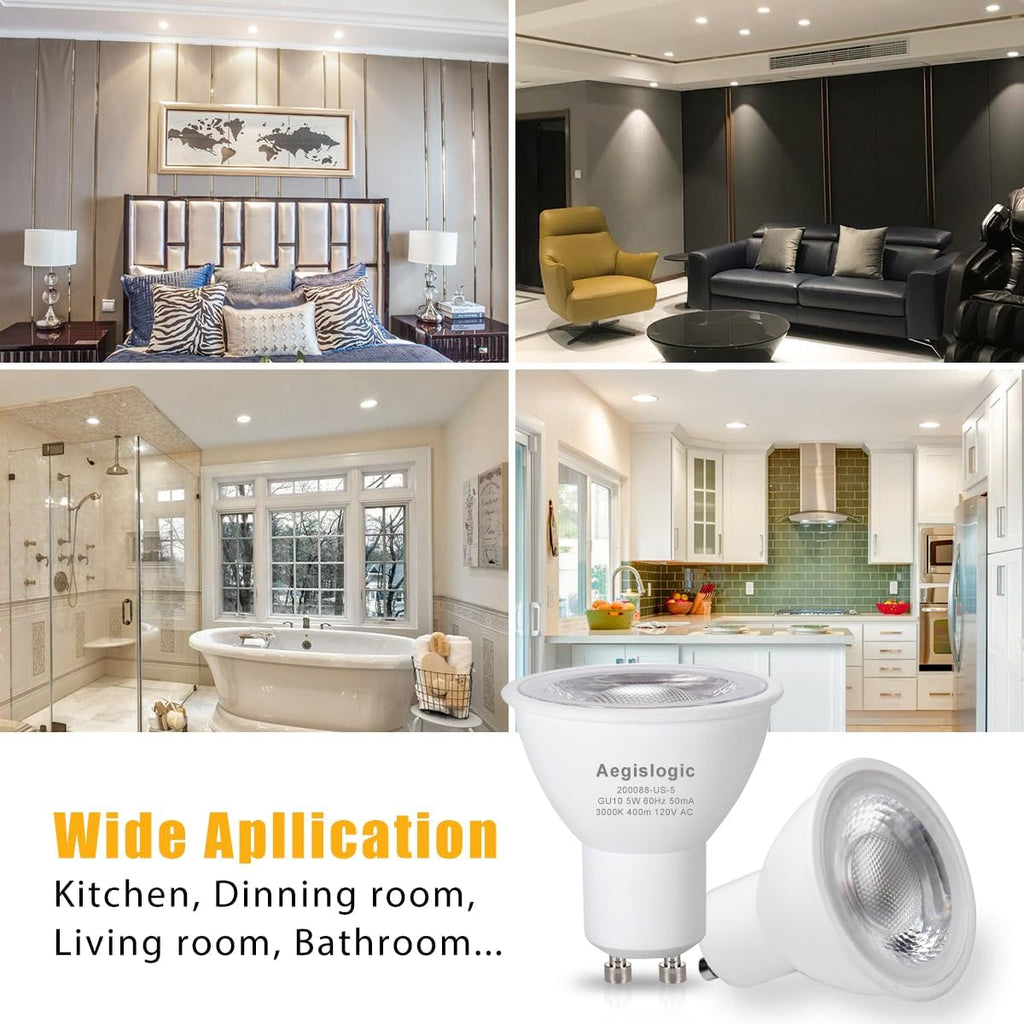 GU10 COB LED Light Bulbs Dimmable GU10 Bulb Replacement for Recessed Track Lighting 5W LED Bulbs with 40° Flood Beam