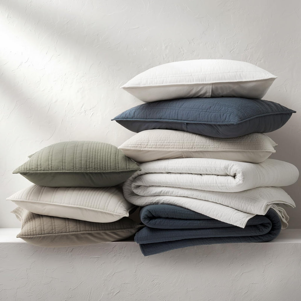 100% Cotton Modern Lines Quilt Set, Birch