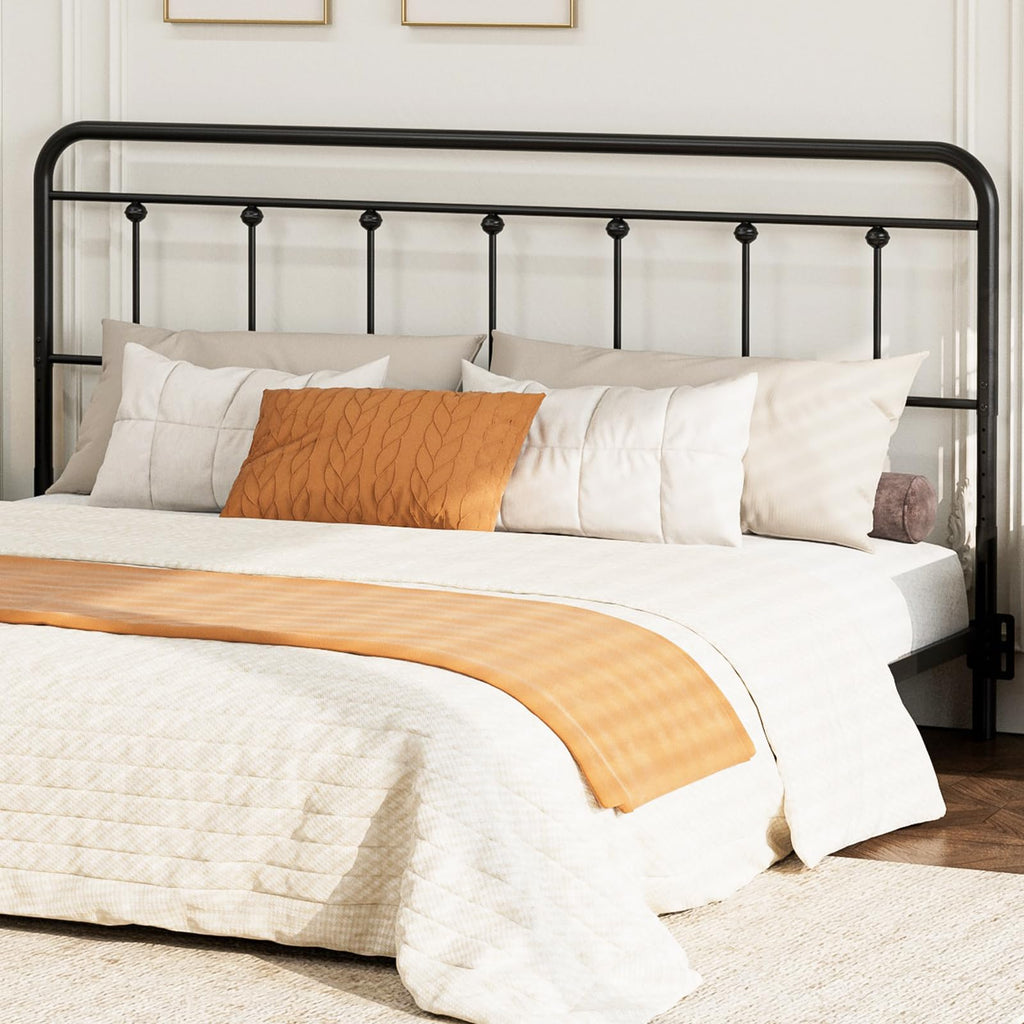 Victorian Metal King Size Headboard Only, Black