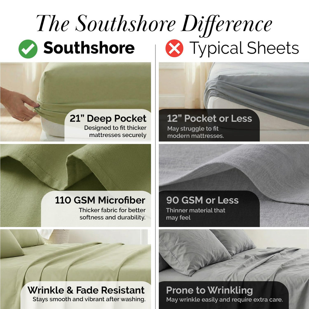 Fine Living Inc. Split King Bed Sheets 5-Piece Set | 21" Extra Deep Pocket with 2 Pillowcases | Hotel Luxury Quality