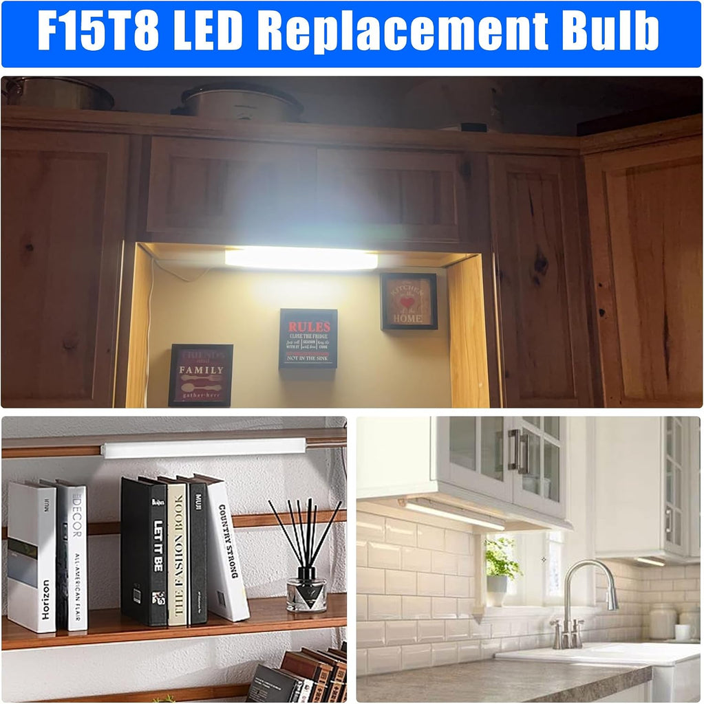 2Pack F15T8 LED Tube Light,120V,7W,18" Length,5000K Daylight White