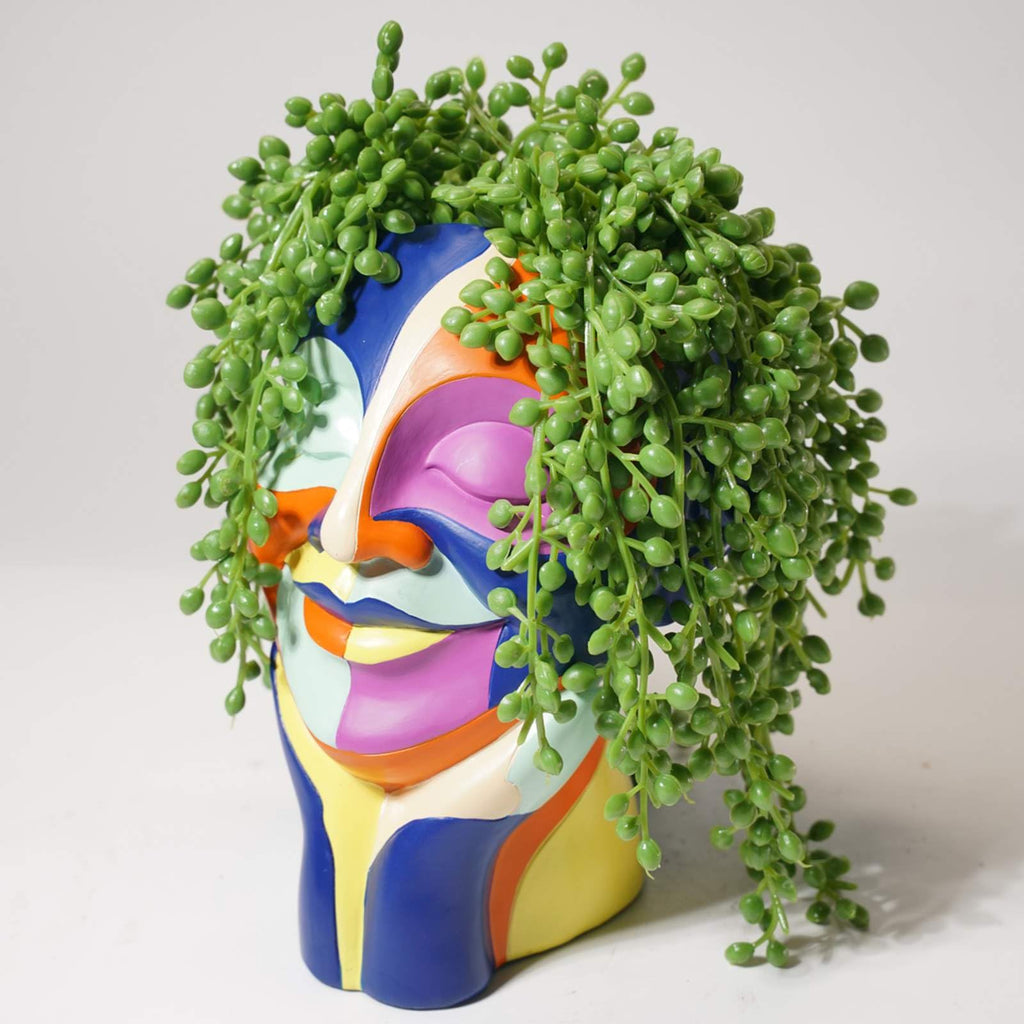 Rainbow Face Planters Pots Head, Funny Body Plant Pots for Decor, Resin Decorative Artistic Head Flower Pot, Hand