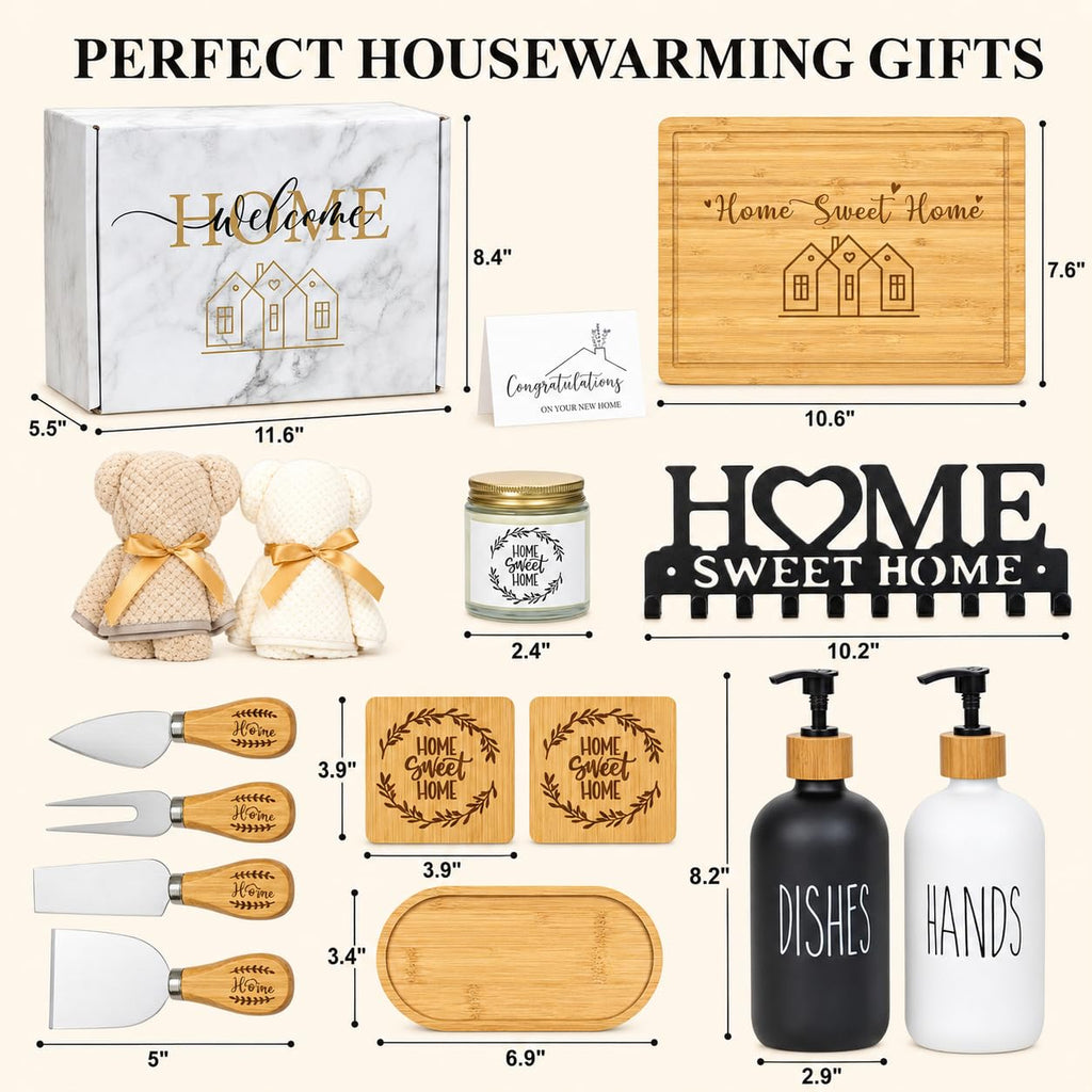 Warming Gifts New Home, 14 Pcs Housewarming Gift Baskets for Couples