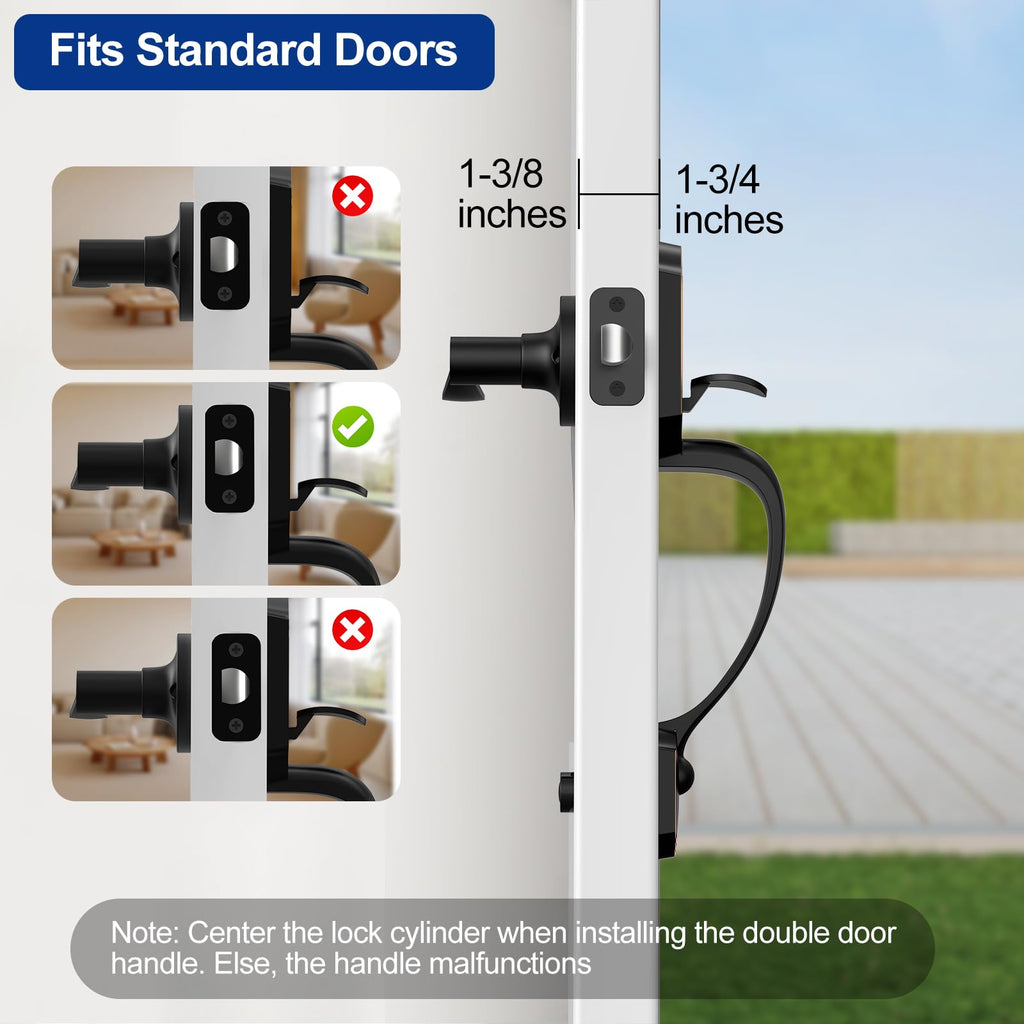 Front Door Handle No Lock, Oil-Rubbed Bronze Entry Door Lock Set with Reversible Handle, Exterior Door Lock Set