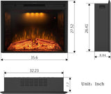 36'' Electric Fireplace Inserts, Recessed & Built in Wall Electric Fireplace Heater with Fire Crackling Sound