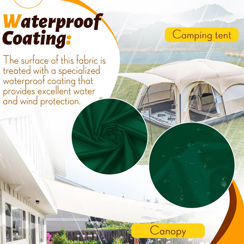 Green Ripstop Nylon Waterproof Fabric, 3 Yard, 60 Inch Wide