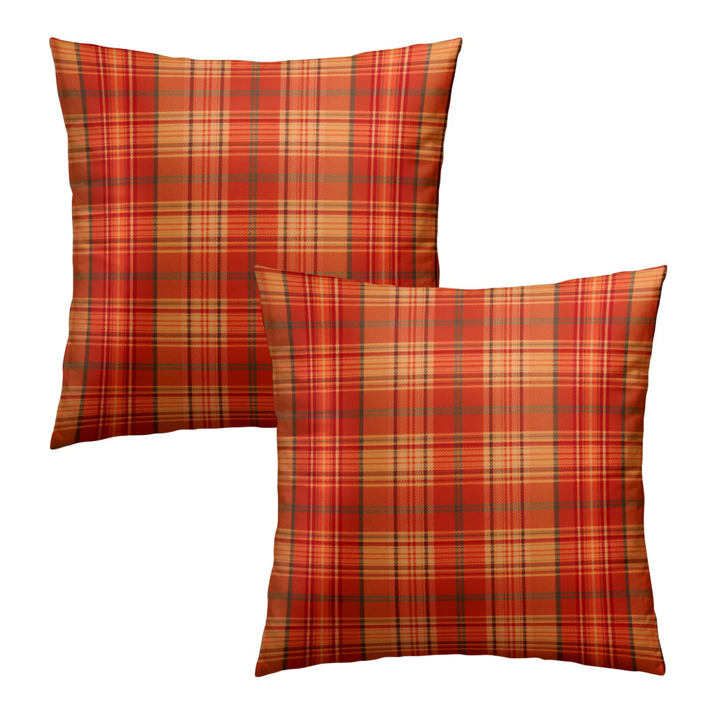 Fall Plaid Throw Pillow Covers 24x24inch Set of 2 Burnt Orange Buffalo Plaid Print Pillowcase Autumn Colored Tartan