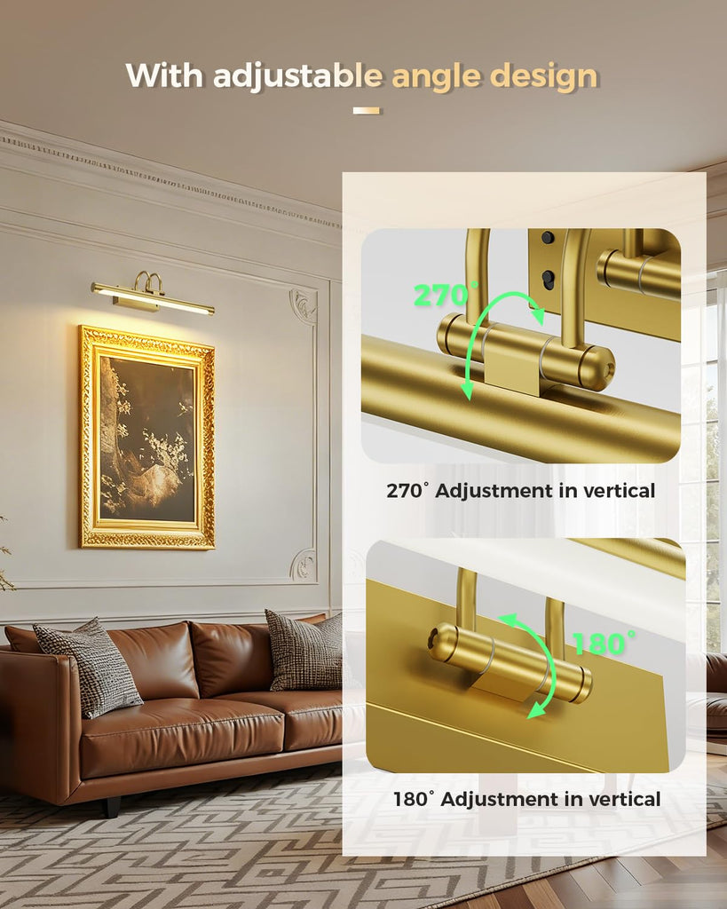 Battery Operated Picture Light with Remote, 15.7′′ Wireless Wall Light for Artwork & Frames, Rechargeable LED Gallery