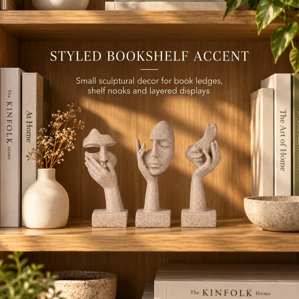 3 Pcs Thinker Statue - Resin Art Abstract Home Accent Figurines for Decor Apartment Bookshelf Floating Shelf Living