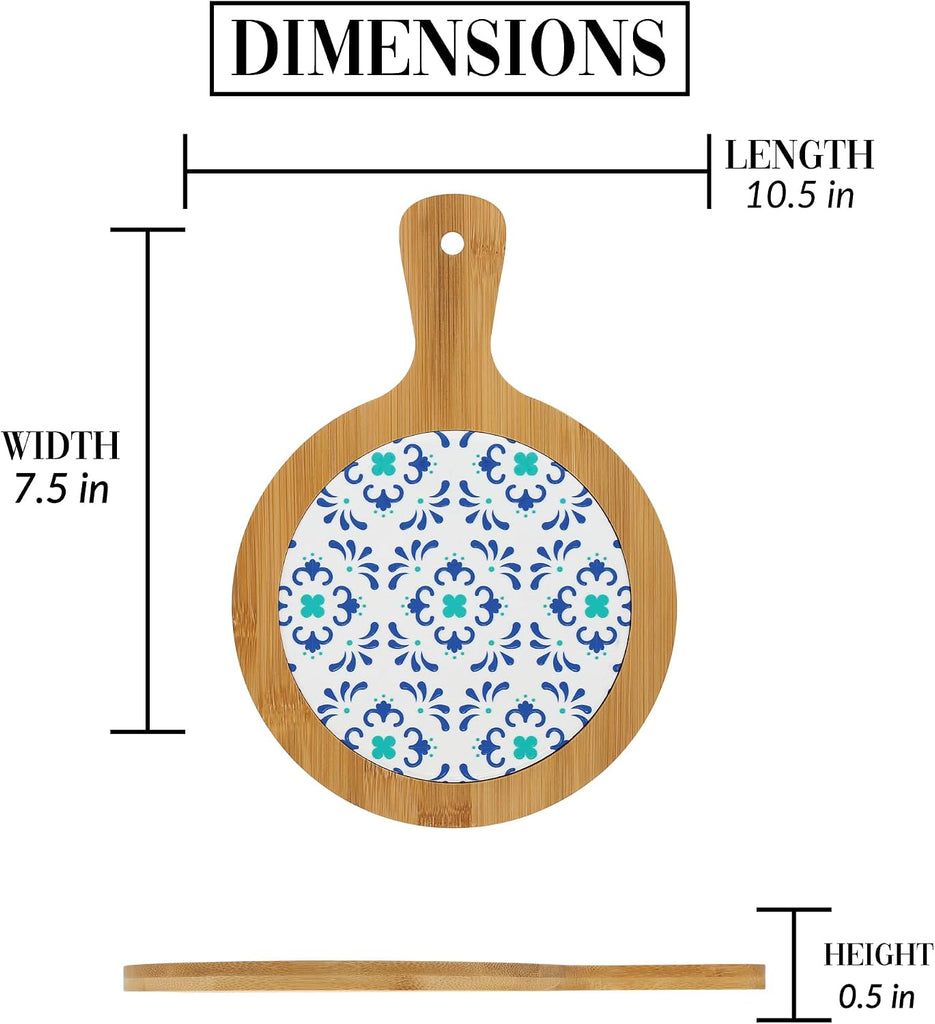 Teal & Blue - 10.5" Ceramic Heat Resistant Trivet Summer Italian Mediterranean Kitchen Decor