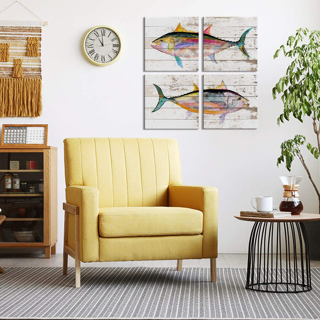 Tuna Fish Wall Decor Ocean Canvas Art Beach Bathroom Coastal Decor Rustic Fish Pictures Kitchen Nautical Sea Animal