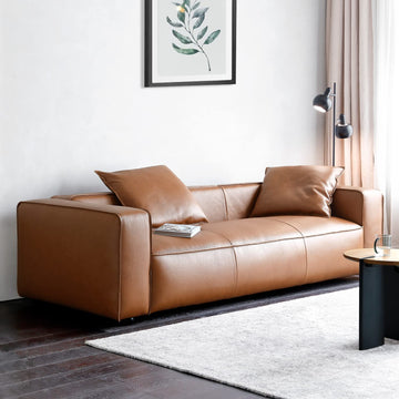 Luxury Mid-Century Modern 3-Seater Lounge Sofa with Extra-Wide Armrest Seat Apartment Dorm Bedroom Office, Genuine