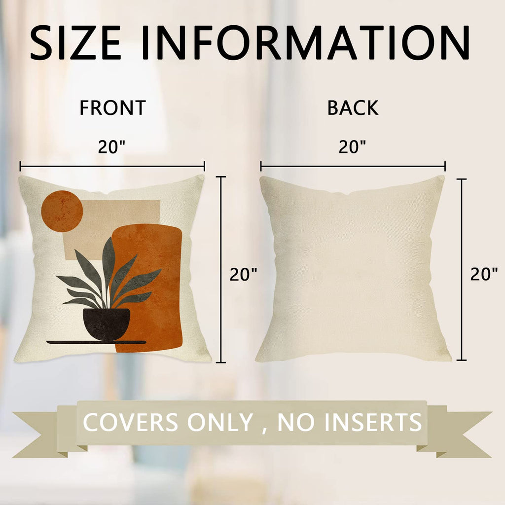 Boho Abstract Sunset Plant Olive Leaves Decorative Throw Pillow