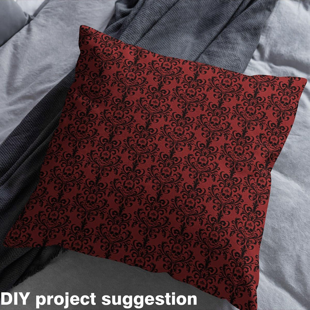 Red Black Damask Gothic Upholstery Fabric 2 Yards Soft