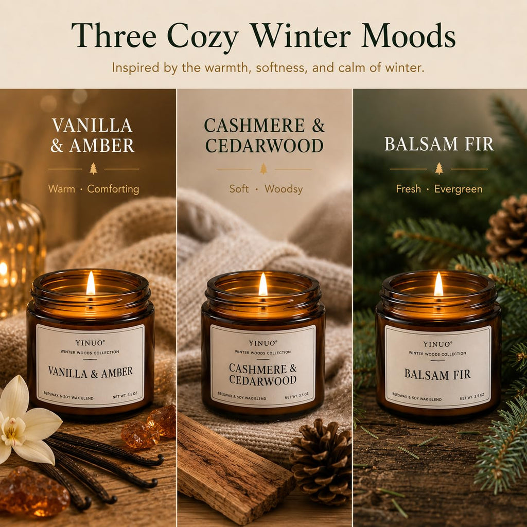 Winter Woods Scented Candle Gift Set, 9 Pack 3.5oz Amber Jar Candles