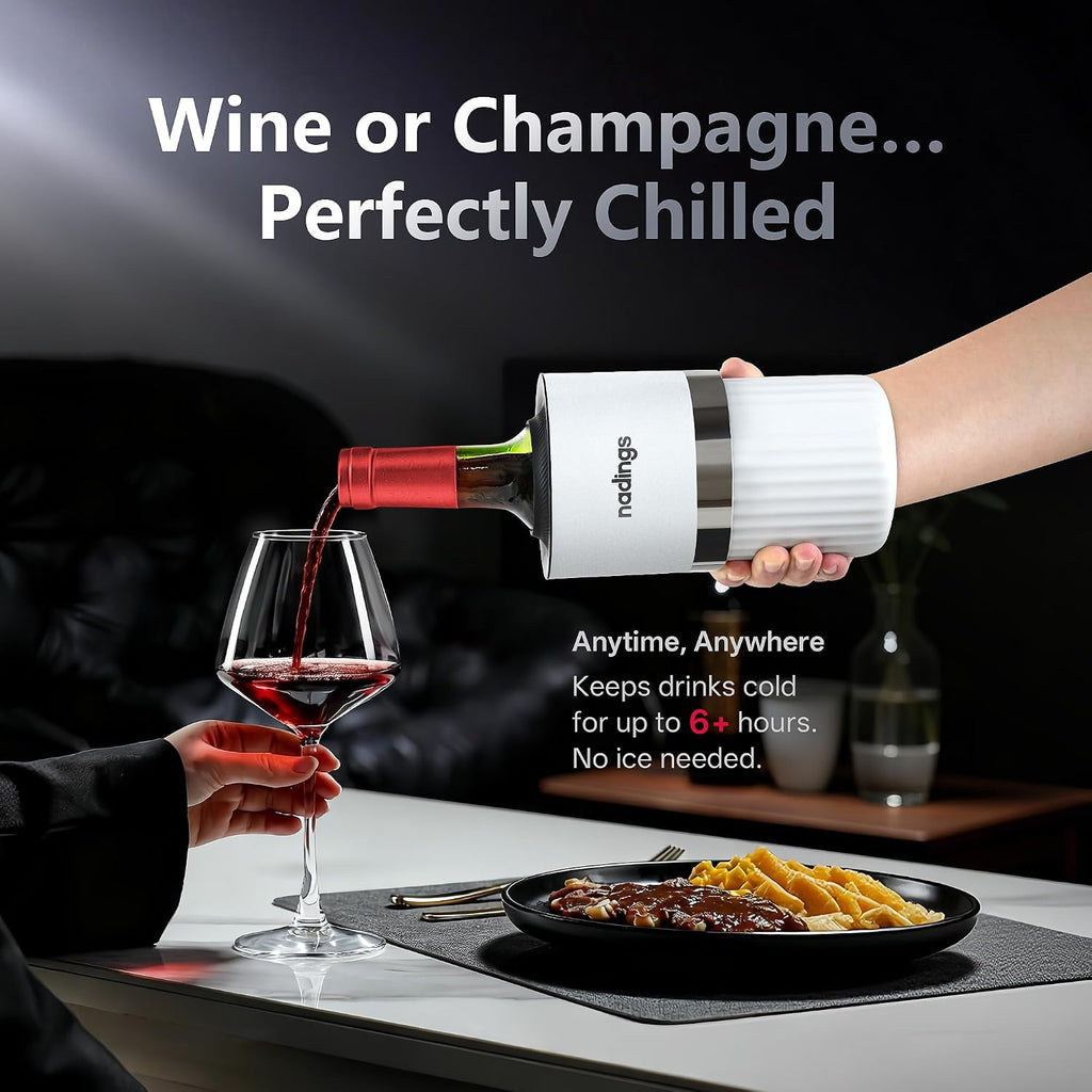 Iceless Wine Chiller, Keeps Cold 6+ Hours, Fits Most Wine Bottles