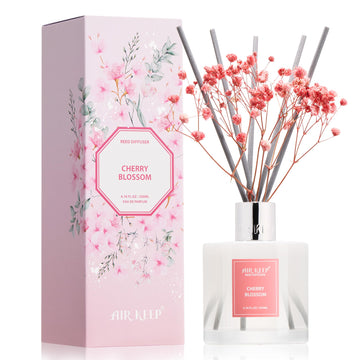 Reed Diffuser Set, 6.96 fl oz (200 ml) - Cherry Blossom Oil Diffusers with 8 Reed Sticks, Home Fragrance Reed Diffuser