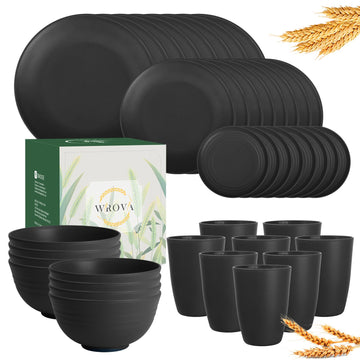 Wheat straw dinnerware sets of 40-10 inches plates, 9 inches plates, 6inches snack plate, 26oz bowls, 12oz cups