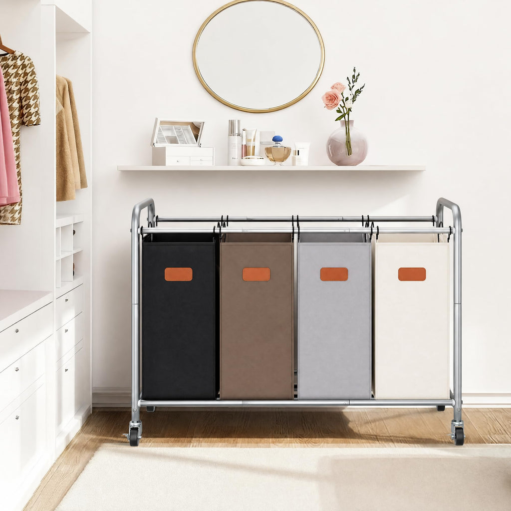 Sorter 4 Section, 47.5 Gal Laundry Cart with Wheels