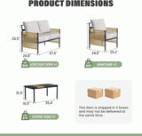 Aluminum Outdoor Patio Furniture Set, 4 Seats Outdoor Sectional with Coffee Table