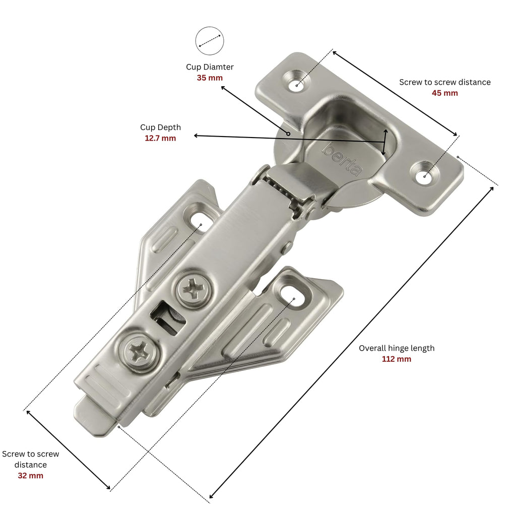 10-Pack Full Overlay 110° Face Frame Soft Close Cabinet Hinges